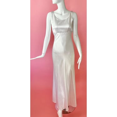 The Claudia Gown; 1990s White Satin Maxi Dress 