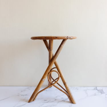 1950s French bamboo and rattan stool