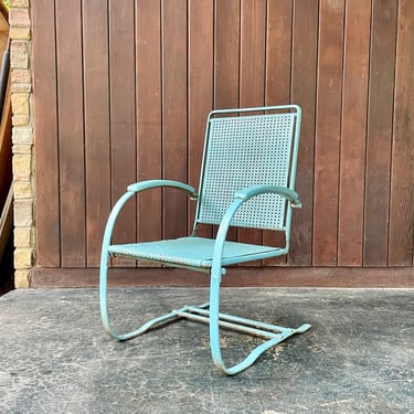 Art Deco Howell Spring Chair Vintage Rare Mid-Century Armchair Metal Porch Outdoor Patio Furniture 