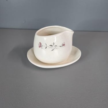Franciscan Duet Rose Gravy Boat With Attached Plate 