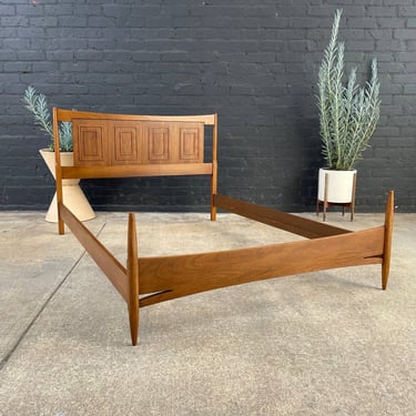 Mid-Century Modern “Sculptra” Walnut Full-Size Bed Frame by Broyhill, c.1960’s 