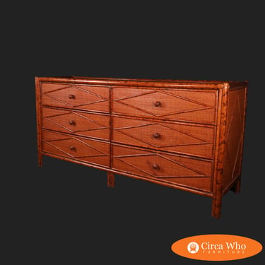 Woven Rattan and Bamboo Double Dresser