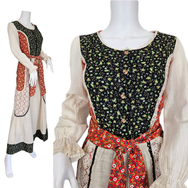 2 Pc Floral Ditsy Print Cotton Peasant Hippie Skirt Blouse Set I Sz Sm I Marianne 