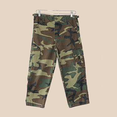 Vintage Military Camo High Waisted Cropped Straight Leg Cargo Pants Size Small Utility Worker Apparel Army Cargo Trousers Camouflage Gear 