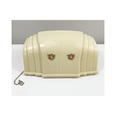Refurbished Vintage Eagle Headboard Lamp - Ivory with Floral Stencils - Rewired 