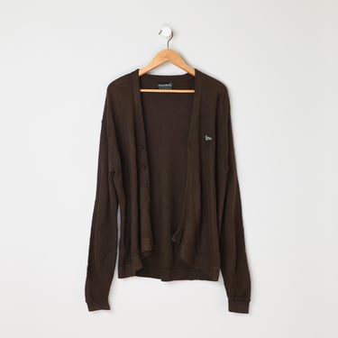 Vintage 1960s Dark Brown Cardigan with Turtle Emblem - 