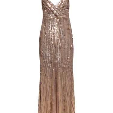 MacDuggal - Pink Rose Gold Sequin Sleeveless Gown Sz 6