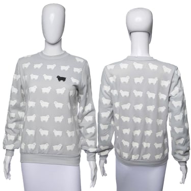 1980's Scarab Gray and White Sheep Print Sweatshirt Size M