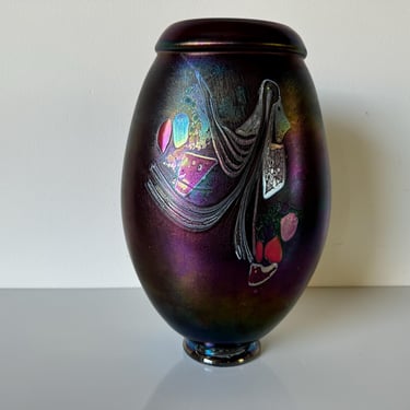 1988 Robert Pierini ( French - Born 1950 ) Blown Art Glass Vase 