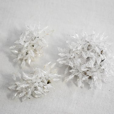 1960s Ice Crystal Brooch and Clip Earrings Set 