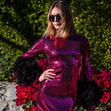 Julianne Sequin Dress in Black Cherry - Preorder 