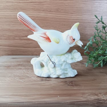 Mid Century Bird Figurine/ Orange Yellow Ceramic Bird Knick Knack/ Bird Lovers/ 1950s/ Mid Century Decor/ Collectible/Souvenir Crystal Beach 