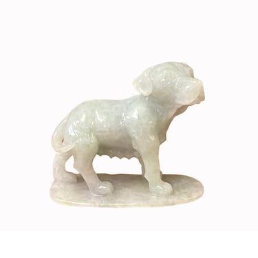 Chinese White Jade Color Stone Puppy Dog Display Figure ws2388E 