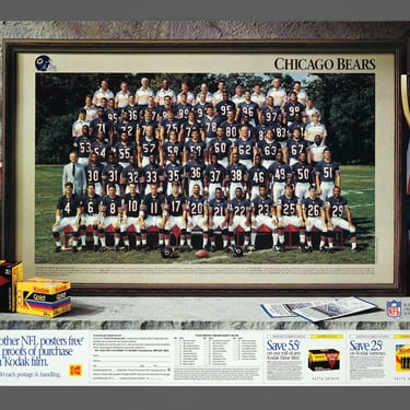 1991 Chicago Bears KODAK Promo Poster 17.5 x 22 Vintage Poster 