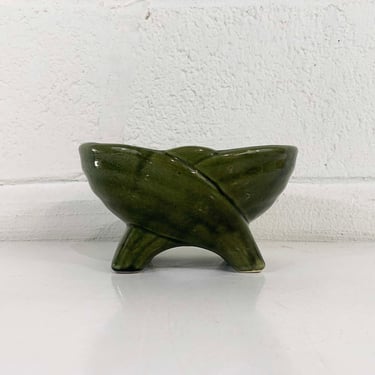 Vintage Forest Green Art Deco Planter Pottery Mid Century USA Ceramic Mid-Century Geometric Sage 1950s 