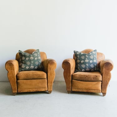 Pair of Vintage Leather Club Chairs