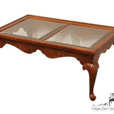 HEKMAN FURNITURE Solid Cherry Traditional Queen Anne 40" Accent Coffee Table w. Glass Panels 