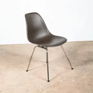 Mid Century Modern Side Chair Shell Brown Java Herman Miller Eames Chrome NM