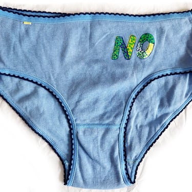 Vintage Blue Panties Panty - NO - 1970's Lingerie, Medium, size 7, 100% Cotton, Humorous, Funny, Hip Huggers, Hippie Boho Underwear 