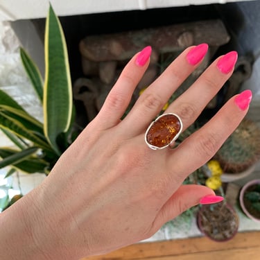 Sterling Amber Ring