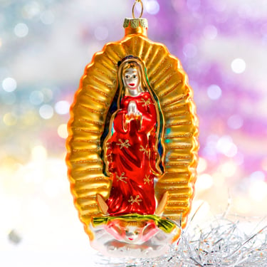 VINTAGE: Virgin Mary Glass Ornaments - Madonna Christmas Ornament - Mother of Jesus, Saint Mary, Hand Painted Ornament - SKU 30-409-00034747 