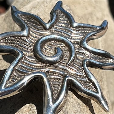 D'Molina ~ Vintage Mexico Sterling Silver Large Celestial Sun Brooch / Pin 