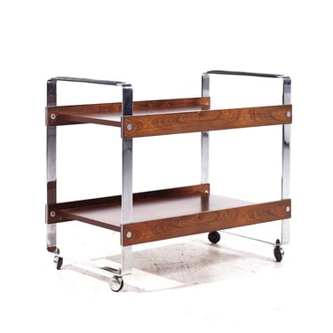 Richard Young for Merrow Associates Mid Century Rosewood and Chrome Serving Cart - mcm 