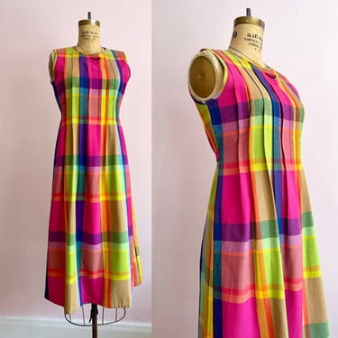 1990's Size 4/6 Rainbow Plaid Dress 