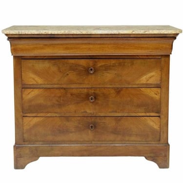 French Louis Philippe Period Mid-19th Century Burled Walnut Chest Of Drawers Commode 