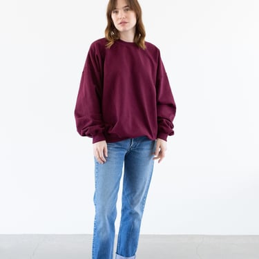 Vintage Berry Maroon Sweatshirt | Unisex Oversized Cotton Blend Comfy Lounge | XL XXL | 