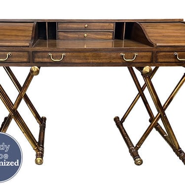 54&quot; Unfinished 5 Drawer Vintage Drexel Regency Style Campaign Desk #08280