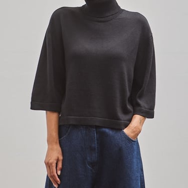 Cordera Cotton & Cashmere Turtleneck Sweater, Black