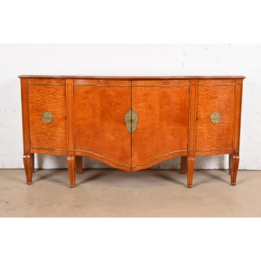 John Widdicomb French Regency Louis XVI Burl Wood and Brass Sideboard Credenza