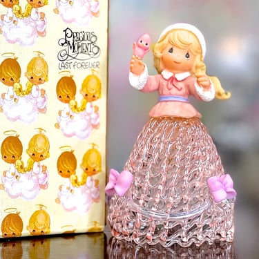 VINTAGE: 2001 - ENESCO Precious Moments Four Seasons Belle "Winter Bell" In Box - Spun Glass Girl Bell - New Open Box - SKU 