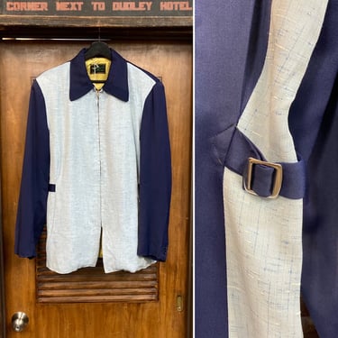 Vintage 1950’s Two-Tone Fleck Gabardine Rockabilly Jacket, 3/4 Length, Elvis, 50’s Vintage Clothing 