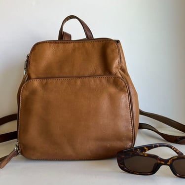 Vintage 90s Genuine American Leather Co Tan Medium Backpack 