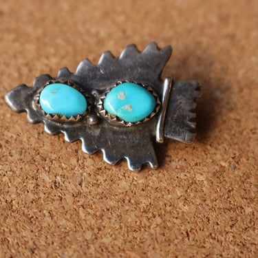 Turquoise Arrow BROOCH / Vintage Southwest Sterling Pin / Silver Arrow Jewelry 