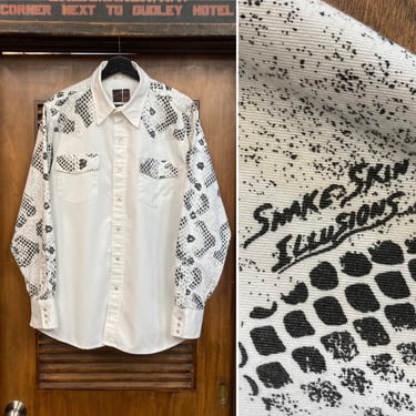 Vintage 1980’s Snakeskin Print Cowboy Western Pearl Snap Button Shirt, 80’s Animal Print, Vintage Clothing 