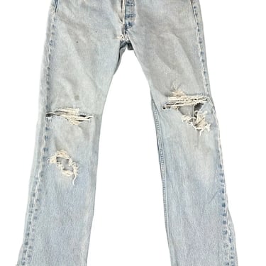 Vintage 90's Levi’s 501 Super Distressed Thrashed Denim Jeans Fit 31x32