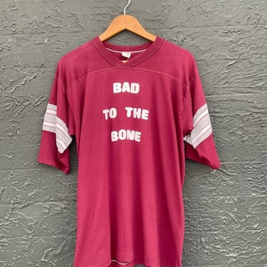 Bad To The Bone Maroon Baseball Tee / Med