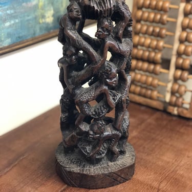 Vintage mid century modern hand-carved abstract tower 