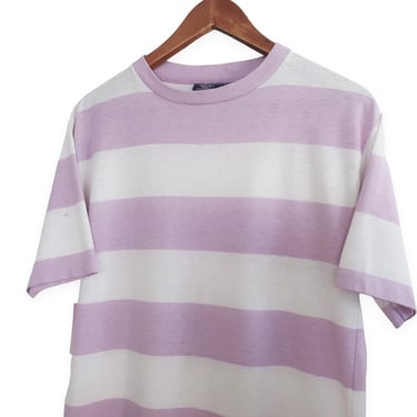 vintage striped shirt / border stripe / 1980s purple border striped crew neck surfer t shirt Medium 