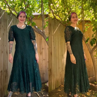 Vintage 1990’s Green Lace Dress by Starina Retro 90s 