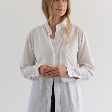 Vintage White Plaid Button Down Shirt | Unisex 70s Semi Sheer Studio Workwear | S | 