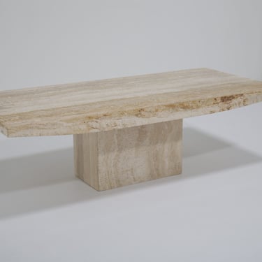 Vintage White Travertine Coffee Table, Willy Rizzo Style, Italy, 1970s.