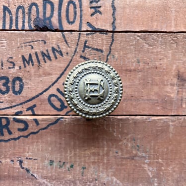 1900s Brass Emblamatic ‘EH’ Door Knob Salvaged Hardware 