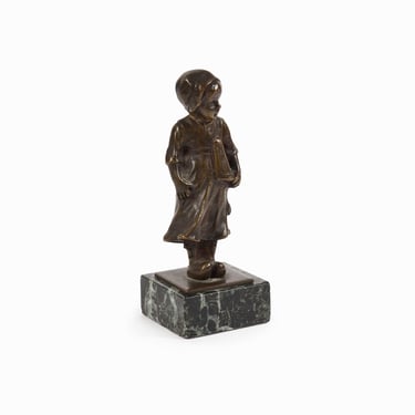 Paul Ludwig Kowalczewski Schoolgirl Bronze Figurine Mid Century 