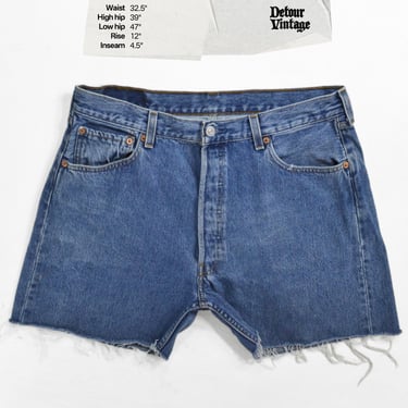Vintage Levi's 501 Jean Shorts W36 Tag, 32 Waist, 1990s 100% Cotton Denim, Button Fly Cut-offs 