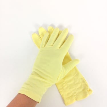Vintage 60s Gloves | Vintage sunny yellow gloves | 1960s nylon gloves 