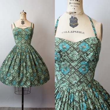 1950s L'AIGLON COTTON halter dress xs | new spring 